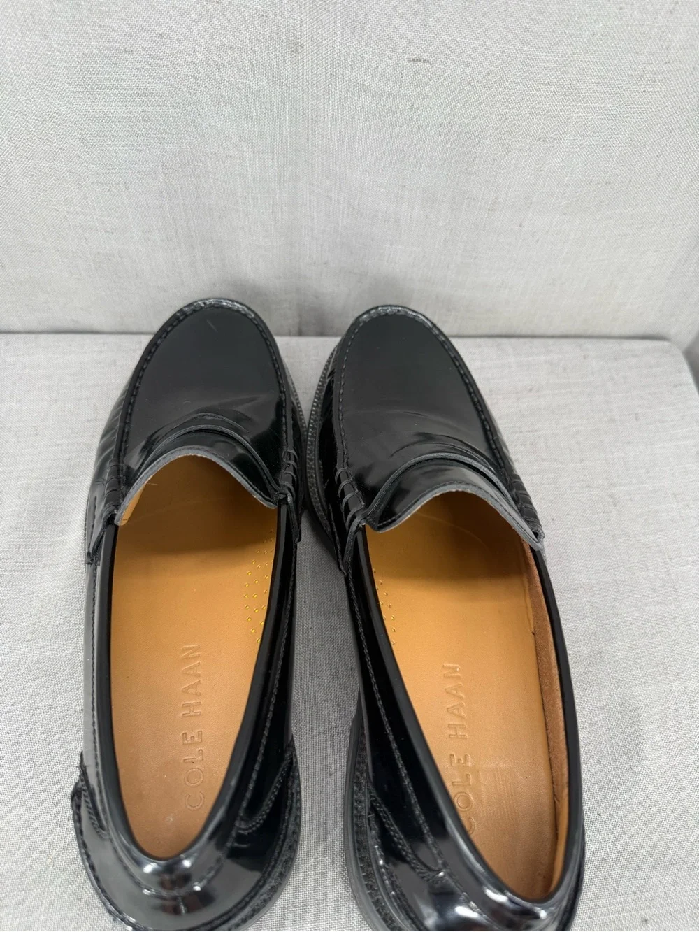 Cole Haan Pinch Prep Penny Loafer Black sz 8 Slip On Glossy  Dress Shoe